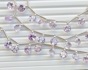 16 Pieces Pink Amethyst Round Cut Stone Faceted Beads Natural Gemstone | 7x7x5 MM | Amethyst For Jewelry Making | Gemstone Supplies