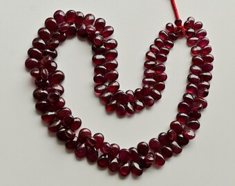 16 pulgadas de vidrio de rubí relleno de perlas de pera lisas piedra preciosa natural / 11x9x6 a 6.5x5x3 MM / rubí para la fabricación de joyas