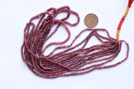 16 Inches GLASS FILLED RUBY Smooth Rondelle Shape Treated Gemstone Plain Center Drill Beads Line | Wholesale Ruby Beads | Rare Gemstone