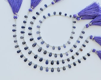 20 Pieces Iolite Smooth Drops Beads Natural Gemstone Side Drill Strand | 11x6 to 6x4 MM | Iolite for Jewelry Making | Gemstone Supplies