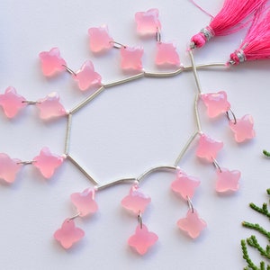 20 Pieces Pink Onyx Faceted Butterfly Beads Natural Gemstone Briolette Double Drill Beads Line Strand | Pink Onyx Beads | 12x5 mm