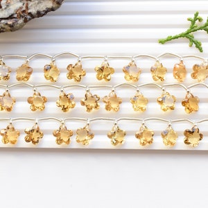10 Pieces Honey Quartz Flower Cut Stone Beads Natural Gemstone Face Drill Beads Line Strand | Honey Quartz Beads | 10x10x6 MM