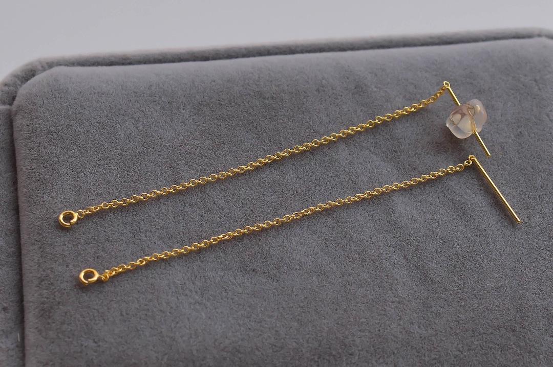 Pair of 14k Gold Filled 80 Mm Threader Cable Chain W/ Ring | Gold ...