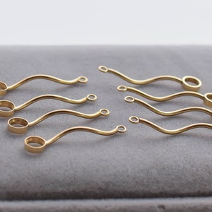 Pair Of 14k Gold Filled Spiral Tube Drop , 14kgf Helical Tube Drop with Setting, Gold Filled Supplies for Jewelry Making, Jewellery Supplies