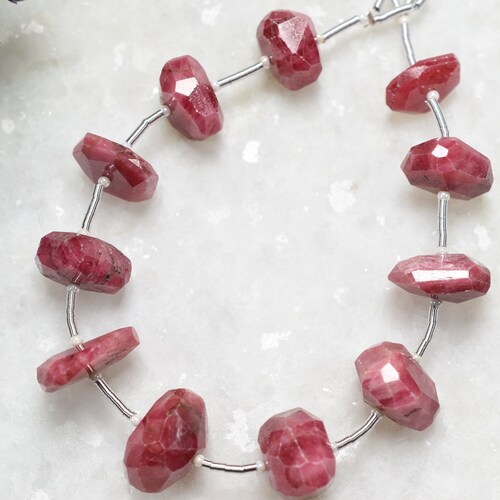 11 Pieces NATURAL RHODONITE FACETED Tumble Cubes shops Natural Gemstone Briolette Center Drill Beads Line | Rhodonite Strand | Unique Beads