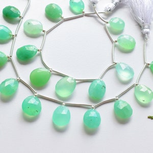 10 Pieces Chrysoprase Faceted Uneven Rose Cut Beads Natural Gemstone Briolette Face Drill Beads Strand | Chrysoprase Bead | 15x13 to 12x9 mm