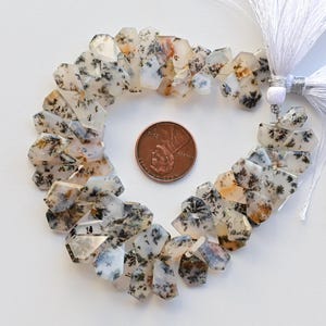 8 Inches Dendritic Agate Geometrical Crown Cut Faceted Beads Natural Gemstone Strand | 16x9x2.5 to 10x7x2.5 MM | Agate for Jewelry Making
