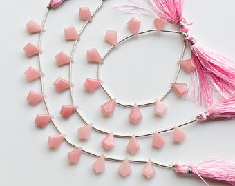 10 Pieces Guava Quartz Kite Step Cut Stone Faceted Beads Natural Gemstone Side Drill Strand for Jewelry Making | 15x10x5 to 12.5x9x4.5 MM