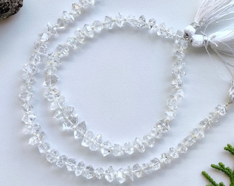 8 Inches Natural Herkimer Crystal Tumble Beads Natural Gemstone Center Drill Beads Line Strand | Genuine Crystal Beads | 5x10x7 to 4x7x5 mm