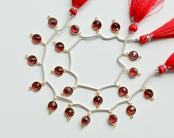 10 Pieces Mozambique Garnet Round Cut Stone Faceted 18K Gold
