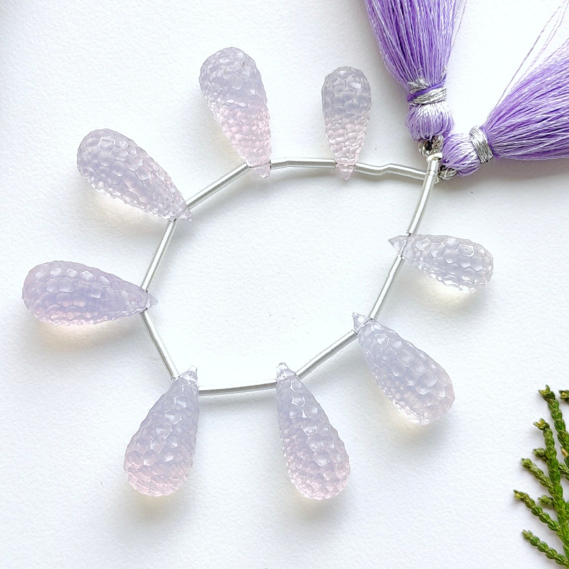 8 Inches Lavender Quartz Carved Drops Shape Natural Etsy UK