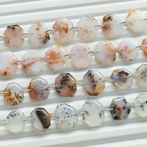 10 Pieces Dendritic Agate Geometrical Crown Cut Faceted Beads Natural Gemstone | 12x14x3 to 9x10x2.5 MM | Agate for Jewelry Making