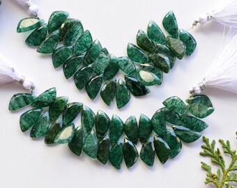 28 sztuk zielonych awenturynów fasetowanych nierównych żagli korona ciętych koralików naturalne kamienie szlachetne boczne wiertło koraliki linia pasmo | 17x8x3 mm