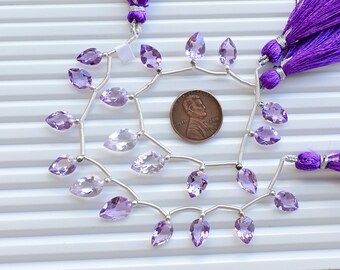 10 Pieces Pink Amethyst Pear Cut Stone Faceted Beads Natural Gemstone Strand | 12x8x5 to 8x6x3 MM | Amethyst for Jewelry Making