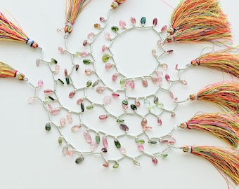 20 Pieces Multi Tourmaline Uneven Smooth Beads Natural Gemstone Face Drill Strand for Jewelry | 11x4x2 to 6x3x2 MM