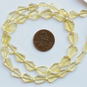 16 Inches Lemon Quartz Faceted Geometrical Crown Cut Beads Natural Gemstone Center Drill Strand | 11x8x3 to 7x5x2.5 mm | DIY Jewelry
