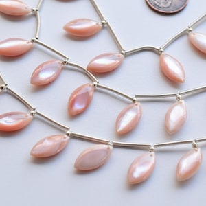 10 Pieces Pink Mother of Pearl Marquise Smooth Lens Natural Gemstone Beads | 16x8x4 MM | Gemstone Supplies