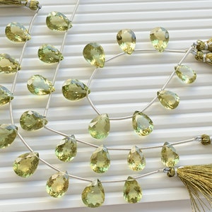 8 Pieces Yellow Green Apatite Pear Cut Stone Faceted Beads Natural Gemstone Strand | Apatite for Jewelry Making | 16x12x8 to 14x10x6 MM