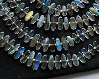 8 Inches Multi Sheen Labradorite Uneven Oval Smooth Beads Natural Gemstone | 18x5.5x3 to 10x4.5x3 MM | DIY Jewelry