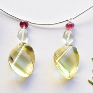 6 Pieces Rhodolite Green Amethyst Lemon Quartz Mix Beads Natural Gemstone Face & Center Drill Beads Line | Multi Stone | 25x20x11 to 5x7 mm