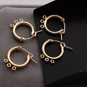 Pair of 14k Gold Filled European Loop with Triple Unsealed Jump Rings, 14kgf Eurowire Hoop with Open Ring , Gold Filled Supplies for Jewelry