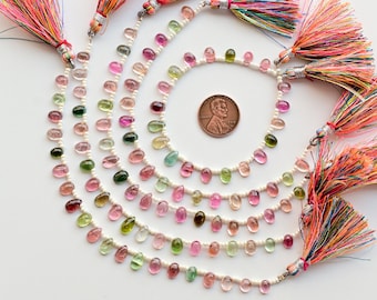 20 stuks multi-toermalijnmix gladde cabochonkralen natuurlijke edelsteen | Toermalijn voor het maken van sieraden | 9 x 5 x 3 tot 6 x 4 x 3 mm