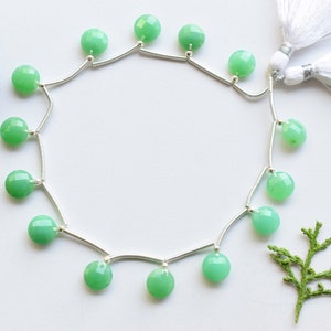 14 Pieces Chrysoprase Faceted Round Beads Natural Gemstone Briolette Face Drill Beads Line Strand | Chrysoprase Bead | 9x9x5 mm
