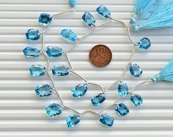 10 Pieces Swiss Blue Topaz Fancy Cut Faceted Beads Natural Gemstone | Topaz for Jewelry Making | DIY Jewelry