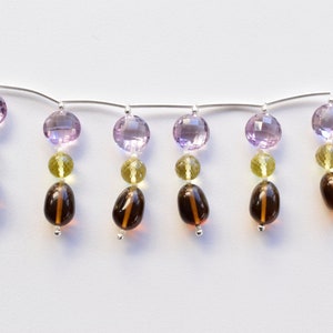 18 Pieces Pink Amethyst Lemon Quartz Cognac Quartz Mix Beads Natural Gemstone Face & Center Drill Beads Line Strand | 14x10 to 8x8 mm