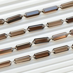 10 stycken rökkvarts långa hexagon stegslipade fasetterade naturliga ädelstenspärlor | 20x6x4,5 till 19x6x4 MM | Kvarts för smyckestillverkning