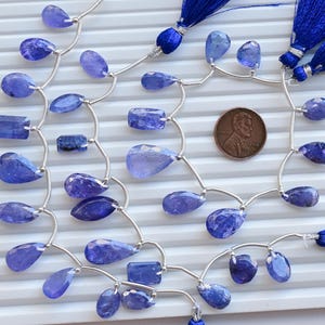 10 Pieces Tanzanite Mix Cut Stone Faceted Beads Natural Gemstone Strand | Tanzanite for Jewelry  Making | 20x9x4 to 10x10x5 MM