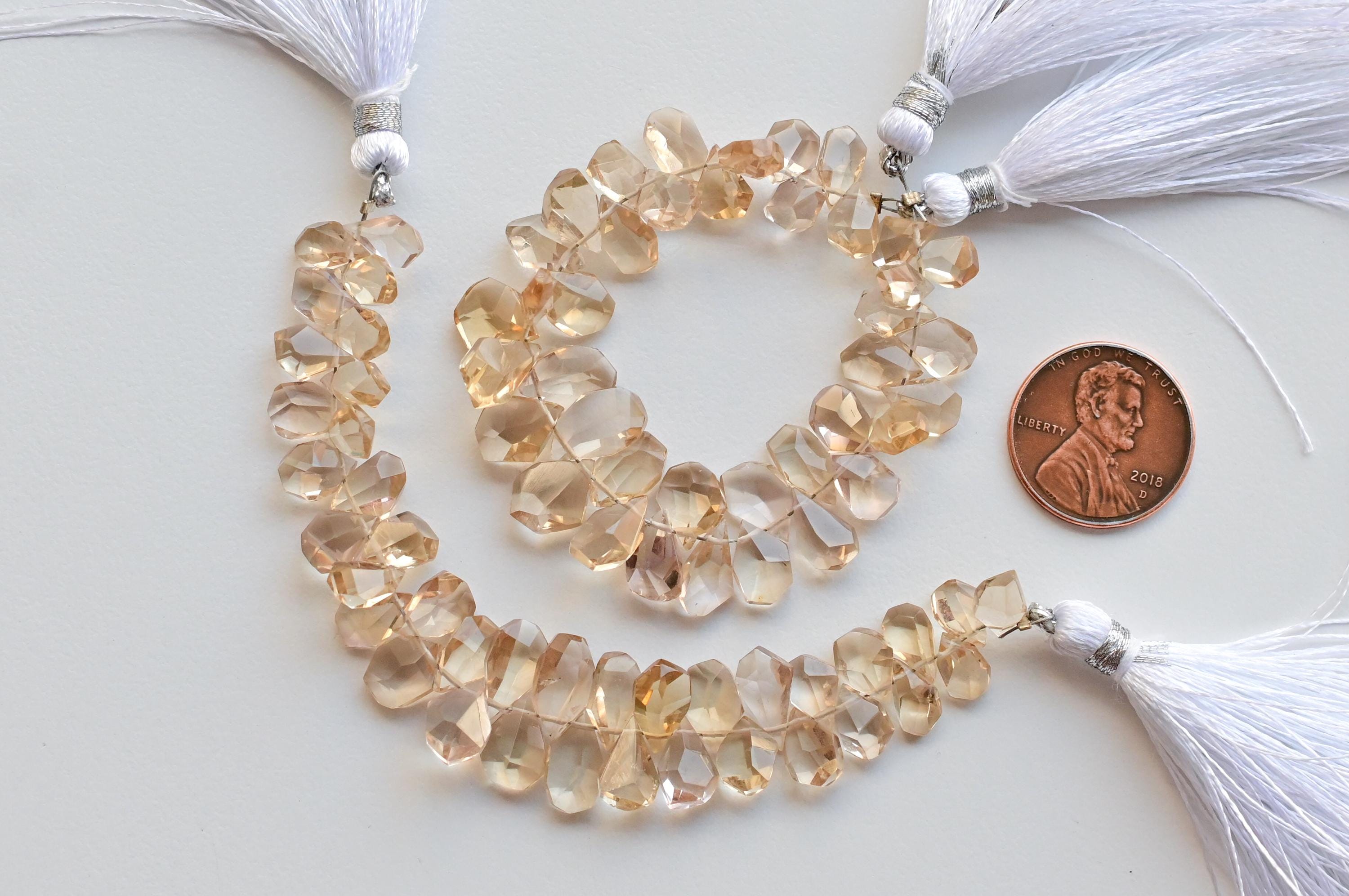 4 Inches Champagne Quartz Geometrical Tumble Faceted Natural Gemstone Beads | 12x6 to 7x5x3 MM | Quartz for Jewelry Making