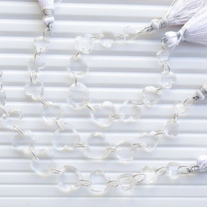 10 pieces Crystal Quartz Faceted Heart Crown Cut Beads Natural Gemstone Double Drill Beads Line Strand | Crystal Beads | 11x11x3 to 7x7x3 MM