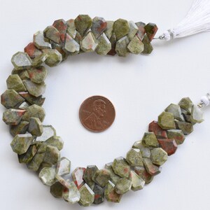 8 Inches Unakite Faceted Grade-B Geometrical Crown Cut Uneven Shape Natural Gemstone Side Drill Beads Strand | Unakite Beads | Cut Unakite