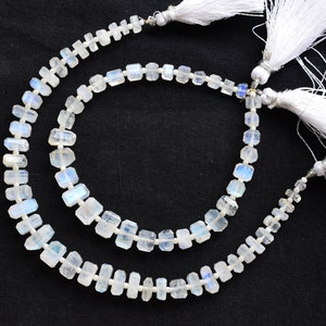 8 Inches RAINBOW MOONSTONE Faceted Tumble Cubes Beads Natural Gemstone Center Drill Beads Line | Genuine Moonstone Beads | 6x8 to 3x6x4 mm