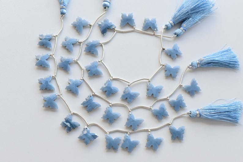 10 Pieces African Blue Opal Butterfly Hammered Faceted Briolette Beads