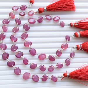 14 Pieces RUBY Glass Filled FACETED Oval Cut Stone Beads Natural Gemstone Double Drill Beads Line Strand |Ruby Strand I 8x10x4 to 6x8x4 mm