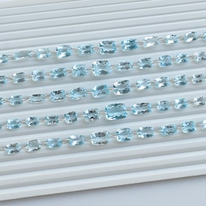14 stuks blauwe topaas kussen geslepen steen gefacetteerde kralen natuurlijke edelsteen dubbele boorstreng | 14 x 8 x 5 tot 7 x 5 x 4 mm | Topaas voor het maken van sieraden