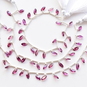 20 Pieces RHODOLITE GARNET FACETED Marquise Cut Stone Beads Natural Gemstone Briolette Face Drill Beads Line | Rhodolite Beads | 8x4x2 mm