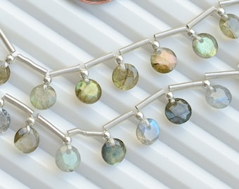 20 piezas de cuentas facetadas de piedra de labradorita de corte redondo de múltiples brillos, piedras preciosas naturales, 6 x 6 x 4 mm, suministros de piedras preciosas