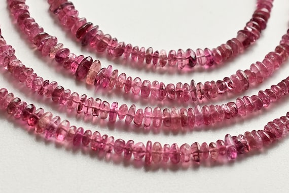 8 Inches Pink Tourmaline Smooth Uncut Beads Natural Gemstone | 3.5x7 to 2x5 MM | Tourmaline for Jewelry Making