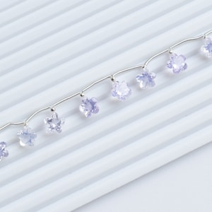 10 Pieces Lavender Quartz Faceted Flower Cut Stone Beads Natural Gemstone Face Drill Beads Line Strand | 9.5x9.5x7 MM