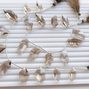 10 Pieces Smoky Quartz Faceted Spindle Cut Stone Beads Natural Gemstone Side Drill Beads Line Strand | Smoky Quartz for Jewelry Supplies