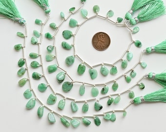 16 Pieces Emerald Uneven Tumble Smooth Beads Natural Gemstone Strand | DIY Jewelry | 13x6x2.5 to 6x5x2 MM | Emerald for Jewelry Making