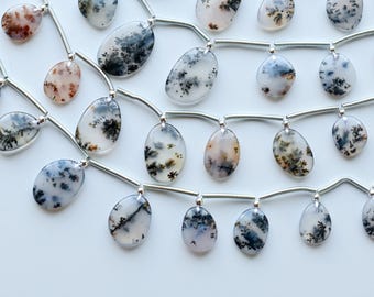 10 Pieces Dendritic Agate Smooth Uneven Beads Natural Gemstone Face Drill Strand For Jewelry Making | 19x13x3 to 10x8x3 MM