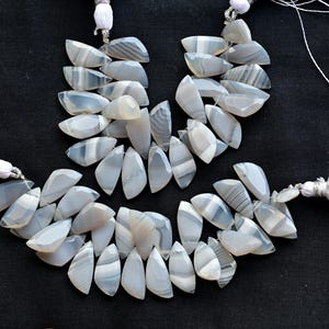 4 Inches Grey Banded Agate Sail Crown Cut Faceted Beads Natural Gemstone | Agate for Jewelry Making | 17x8x3 to 16.5x8x2.5 MM