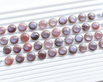 10 sztuk czekoladowych kamieni księżycowych, okrągłych, gładkich koralików soczewkowych, naturalnych kamieni szlachetnych | 13x13x5 MM | Kamień księżycowy do wyrobu biżuterii