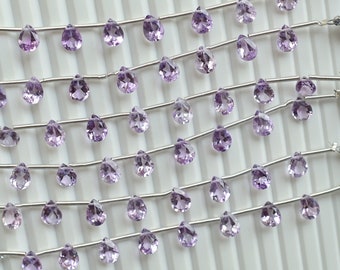 8 Pieces Amethyst Pear Cut Stone Faceted Beads Natural Gemstone | 8x6x4 mm | DIY Jewelry | Geomstone Supplies