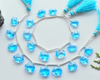 10 Pieces Swiss Blue Topaz Faceted Cloud Beads Natural Gemstone Briolette Face Drill Beads Line | Blue Topaz Beads | 11x13x5 to 10x11x5 mm