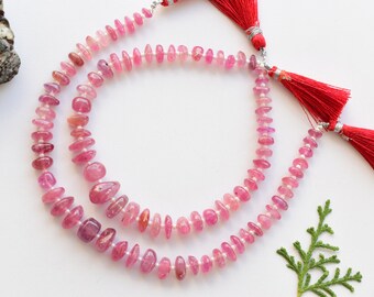 9.5 Inches Ruby Glass Filled Smooth Tumble Shape Beads Natural Gemstone Center Drill Beads Line Strand | Ruby Strand | 8x14 to 3x6 MM